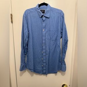 Charles Tyrwhitt Slim fit cotton linen bright blue plain shirt